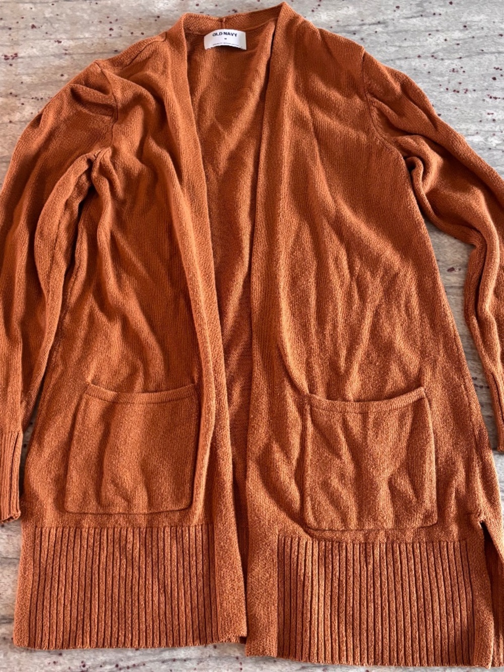 Old Navy Burnt Orange Open Cardigan - Long with Pockets Size M